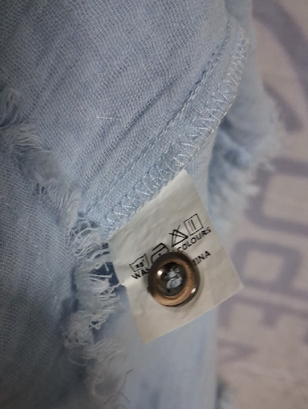 Light Blue Button-Front Women's Shirt - Picture 6 of 7